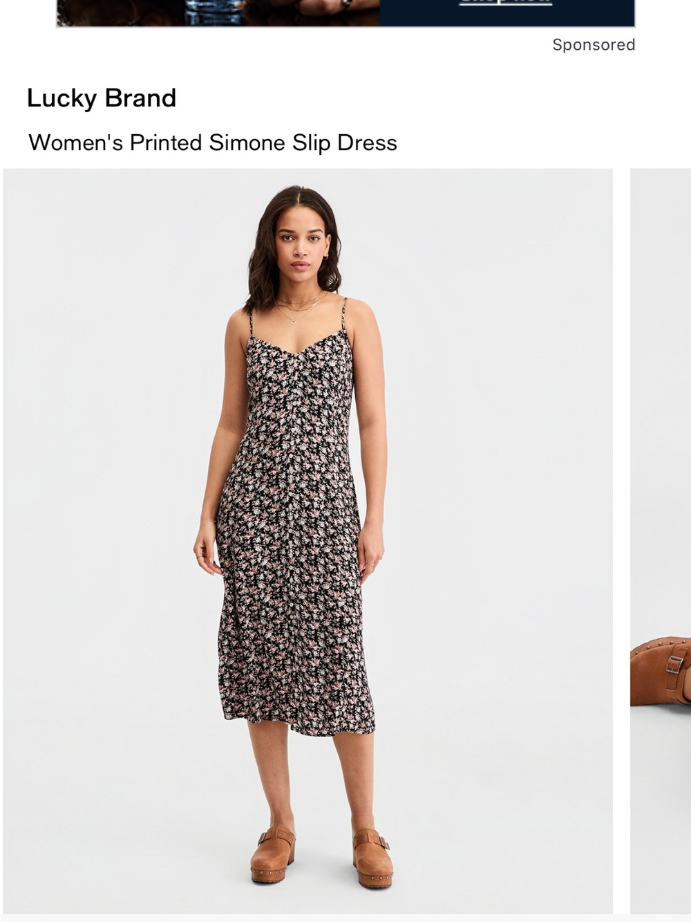 Lucky Brand Women's Black Floral Simone Slip Dress - NWT